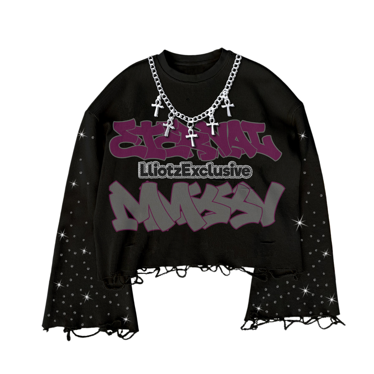 Eternal Exclusive Distressed SweatShirt W Rhinestones