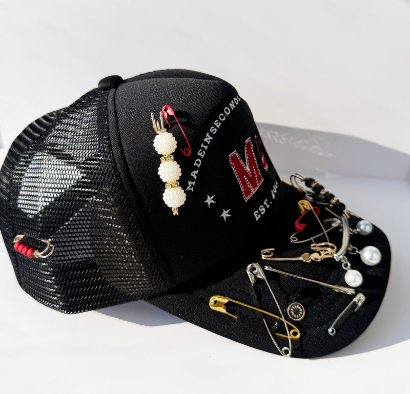 Made In Seconds Custom Black Trucker Hat with Accessories