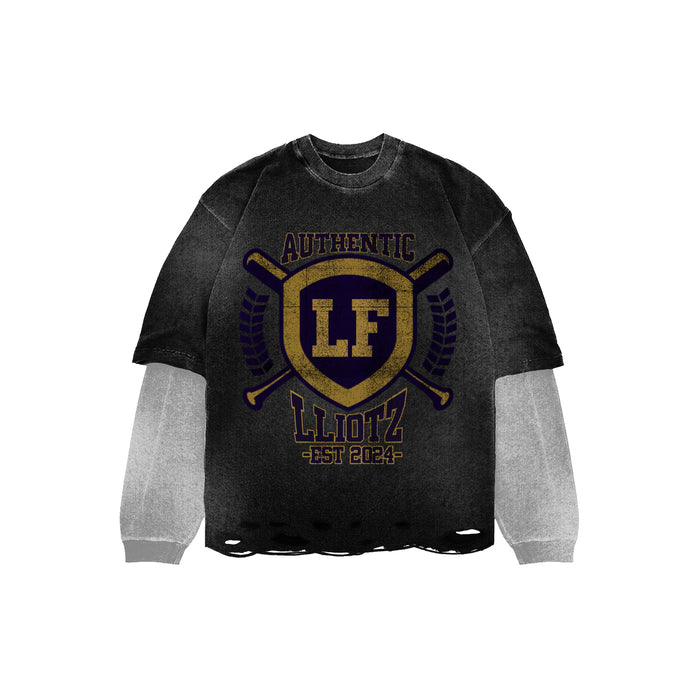 LF Authentic Black And Grey Layered Long-Sleeve T-Shirt